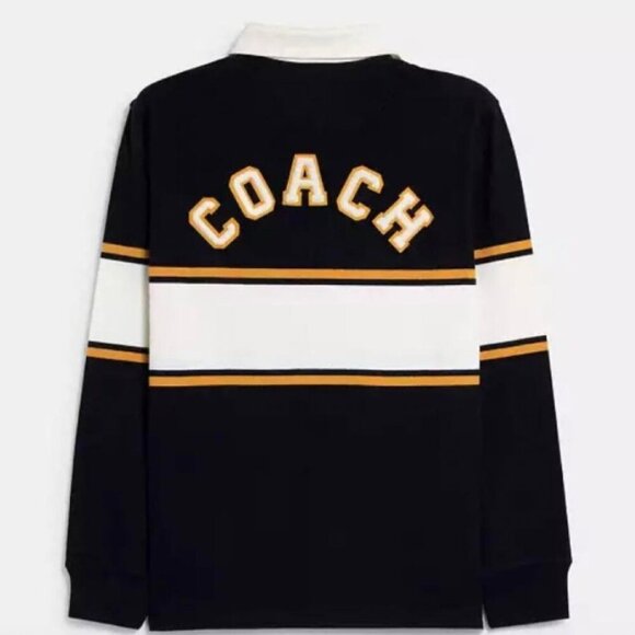 Coach Other - NEW Coach Signature Relaxed Varsity Rugby Polo Shirt in Navy Cotton Size L